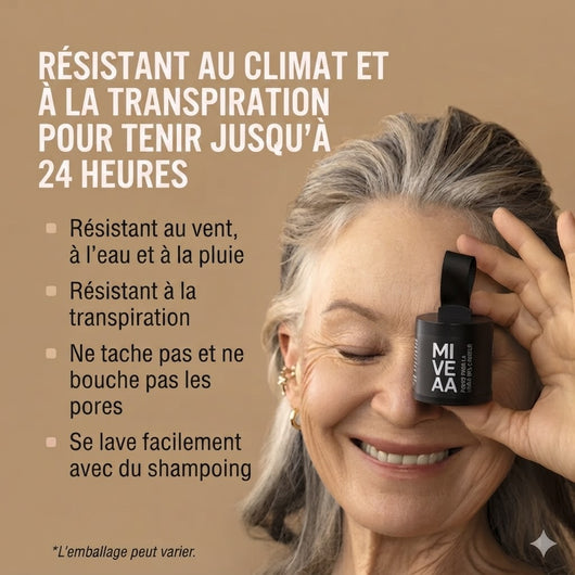 MIVELAA poudre capillaire résistante 24h — résiste au vent, eau et transpiration